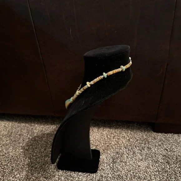 Handmade Turquoise, Shell & Sterling Silver Necklace very different - Picture 3 of 4